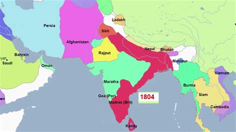 Rise And Fall Of The Mughal Empire Map Every Year On The Map