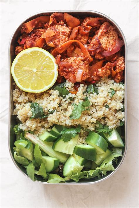 Quinoa And Tempeh With Tomato Sauce Vegan Meal Prep Recipe Quick