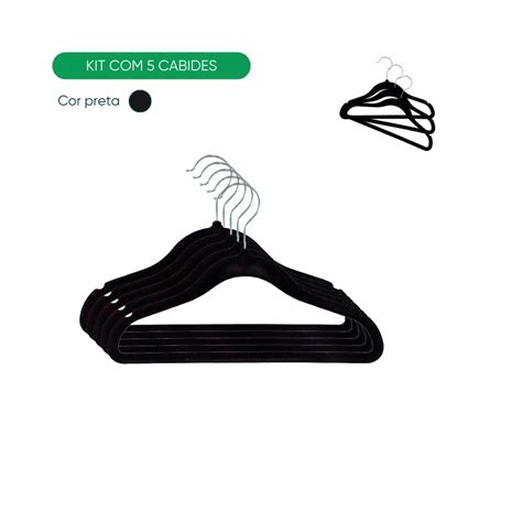 Kit Cabide Cabides de Veludo Infantil cm opções de cores preto cinza ou nude Casa e