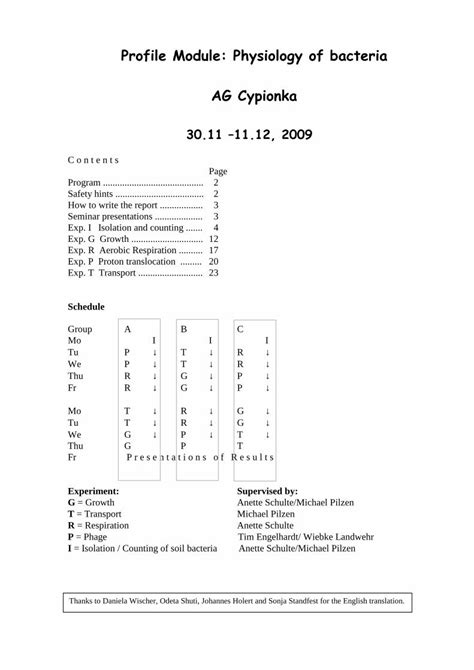 Pdf Profile Module Physiology Of Bacteria Ag Cypionka · Profile