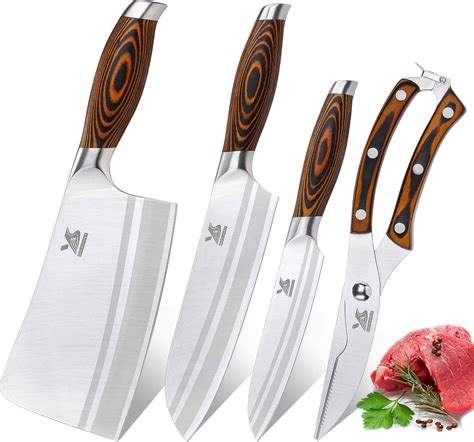 Msy Bigsunny 4 Pieces Kitchen Knife Set 7chopper 7santoku Knife 5utility And