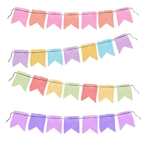 Premium Vector Watercolor Colorful Bunting Flags Clipart Collection