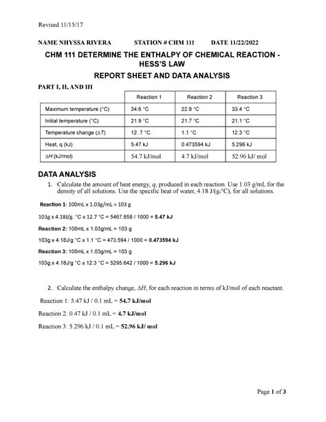 Week Exp Report Sheet And Data Analysis Chm Determine The