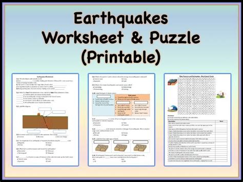 Earthquakes Worksheet Puzzle Printable Distance Learning