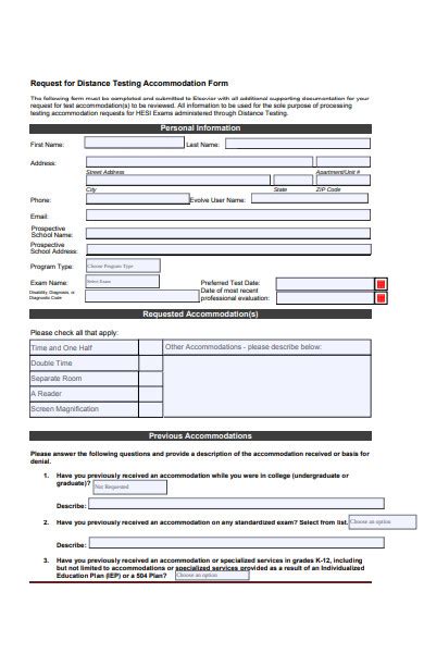 Free Accommodation Request Form Samples Pdf Ms Word Google Docs