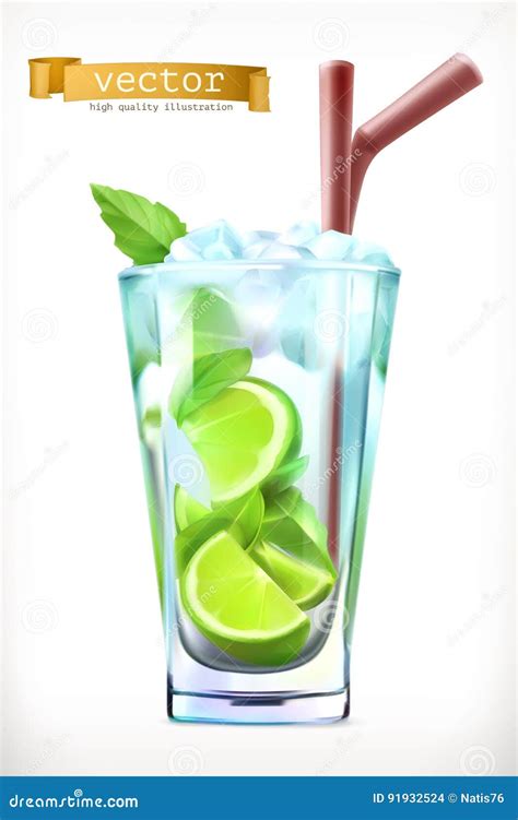 Mojito Sommer Cocktailvektorikone Vektor Abbildung Illustration Von