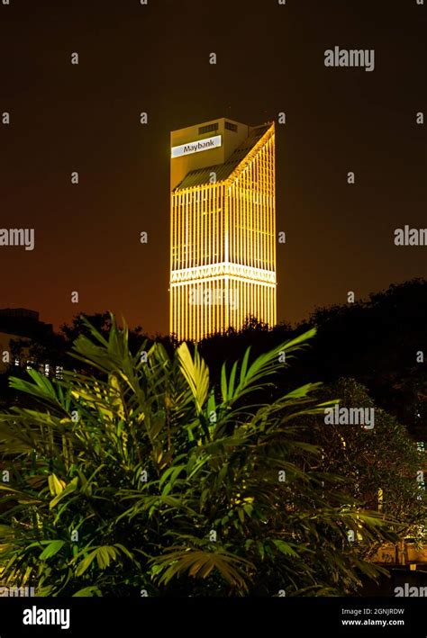 Maybank Tower At Night From Distance Kuala Lumpur Malaysia Stock