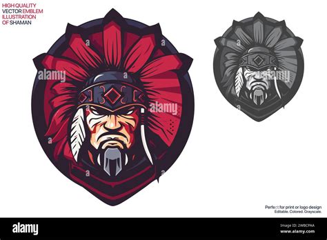 Indian Chief Mascot Esport Emblem Logo Design Fully Editable Colored