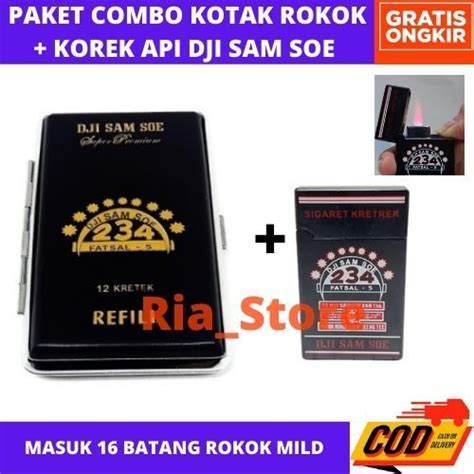 PAKET COMBO KOTAK ROKOK KOREK API DJI SAM SOE HITAM Kotak Rokok