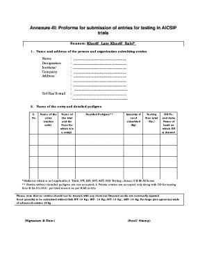 Fillable Online Millets Res Annexure III Proforma For Submission Of