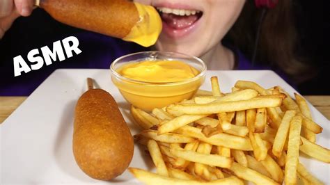 Asmr Cheesy Corn Dogs And Fries Mukbang No Talking Eating Sounds Youtube