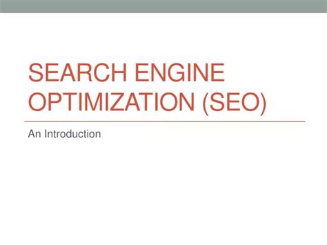 Ppt Search Engine Optimization Seo Powerpoint Presentation Free