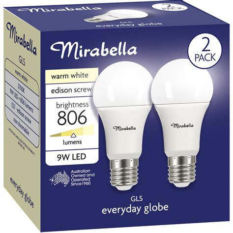 Mirabella Led Gls Edison Screw W Lm Warm White Light Globe Pack