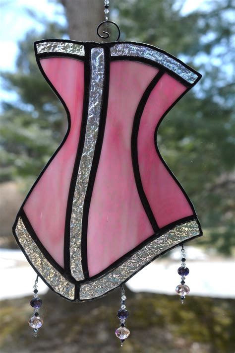 Sexy Iridized Pink Stained Glass Corset Girdle Mini Dress Suncatcher Ebay Stained Glass