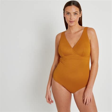 Textured Triangle Swimsuit La Redoute Collections Plus La Redoute