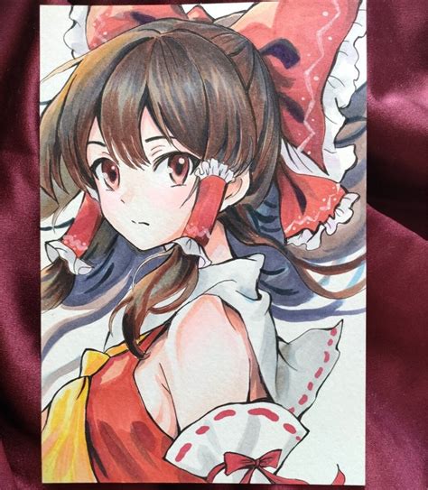 Yahooオークション 同人手描きイラスト 東方project 博麗霊夢 はが