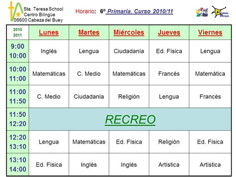 Horarios Para Primaria Imagui