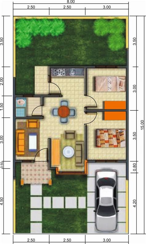 Denah Rumah Minimalis Sederhana Ukuran 6x5 Terbaru Denahom