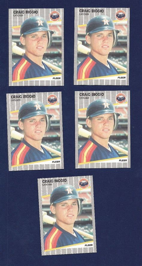 Lot 5 1989 Fleer ROOKIES CRAIG BIGGIO 353 RC Astros HOF Mint 99