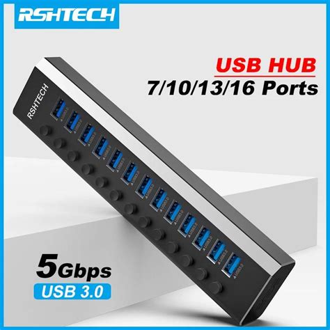 7101316 Ports Powered Usb Hub Aluminum Usb 30 Data Hub Expander