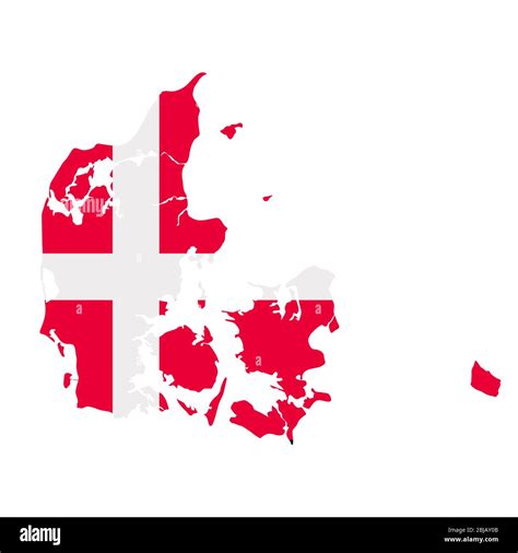 Denmark Flag Map Country Outline With National Flag Stock Photo Alamy