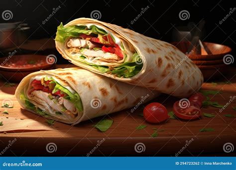 Shawarma Or Chicken Wrap Vector Illustration Cartoondealer