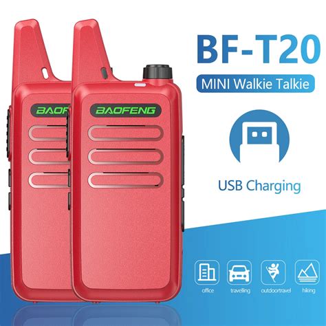 Pcs Baofeng Bf T W Portable Mini Walkie Talkie Vox Charging Usb