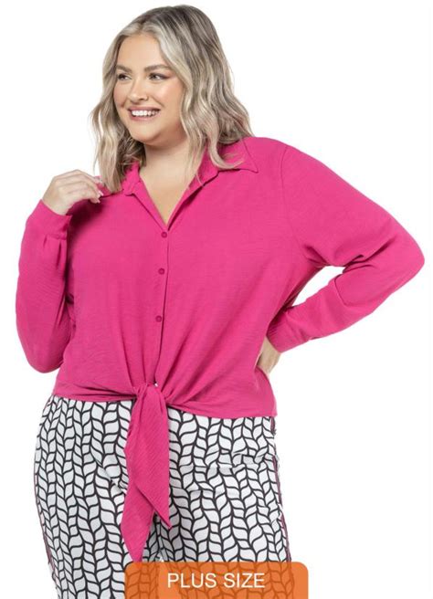 Blusa Amarra O Plus Size Pink Donna Peck