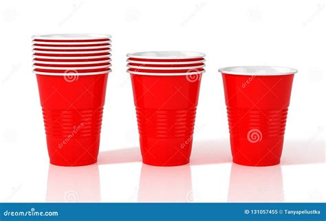 Stack Of Red Plastic Cups Stock Illustration Illustration Of Closed