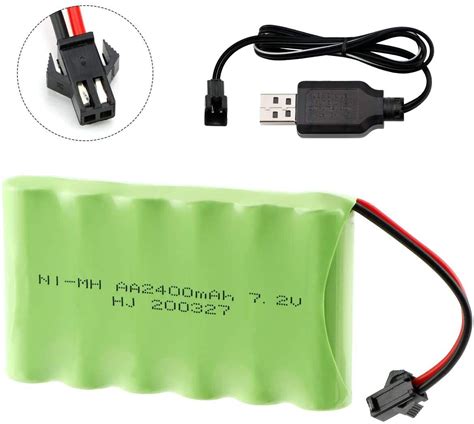 7 2V 2400mAh Ni MH AA Rechargeable Battery Pack With SM 2P 2Pin Plug