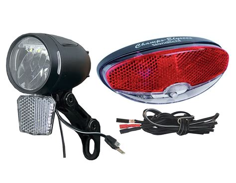 LED Fahrrad Lampen Set Nabendynamo 80 Lux Standlicht LED Rücklicht