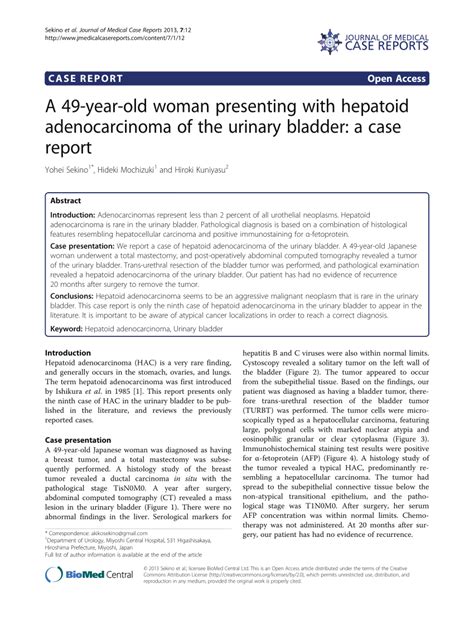 Pdf A 49 Year Old Woman Presenting With Hepatoid Adenocarcinoma Of