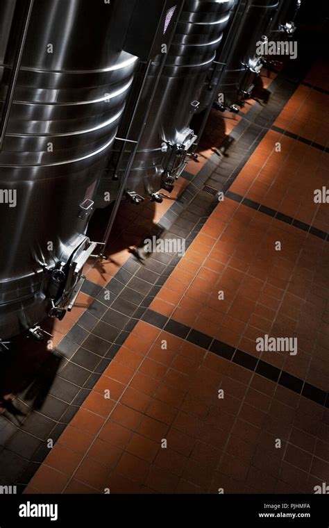 Interior Of A French Winery Cellar Before Harvesting Stock Photo Alamy