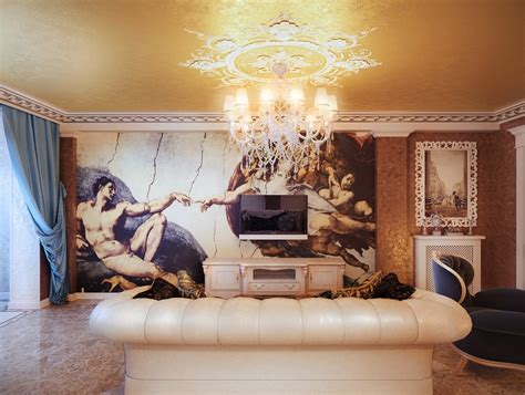 Classical Style Living Room Wall Mural Interior Design Ideas