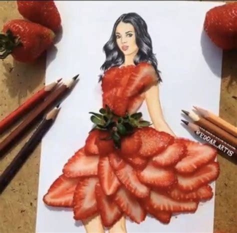 Strawberry Dress Food Artwork Creative Artwork Fashion Design