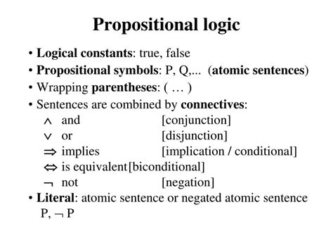 Ppt Propositional And First Order Logic Powerpoint Presentation Free