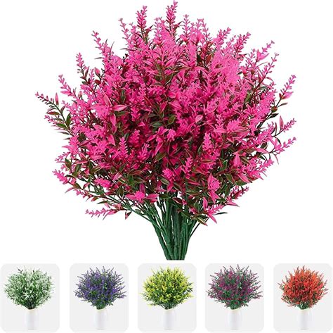 Sinhoon Artificial Greenery Lavender Fake Shrubs Flowers 12 Bundles UV