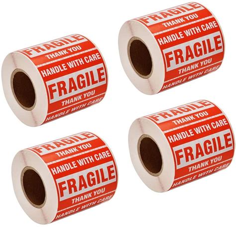 Sjpack 2000 Fragile Stickers 4 Rolls 2 X 3 Fragile Handle With Care