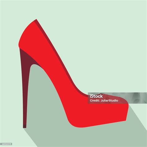 Red High Heel Women Shoe Icon Flat Style Stock Illustration Download Image Now Arts Culture