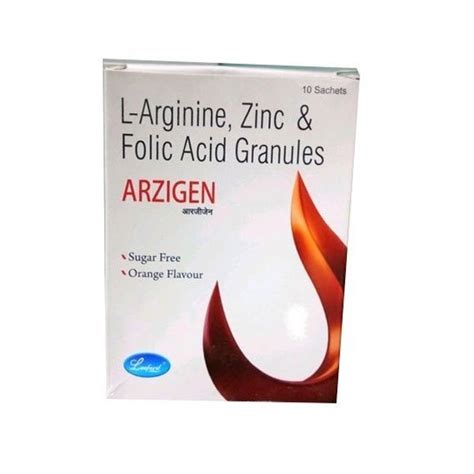 Arzigen L Arginine Zinc Folic Acid Granules Packaging Type Box