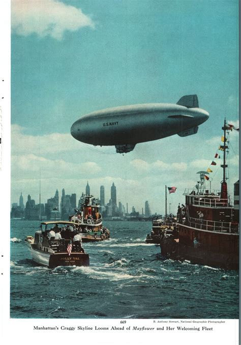 1957 National Geographic Us Navy Blimp Over New York Green Basics Inc