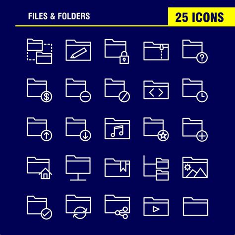 Files And Folders Line Icon Pack For Designers And Developers Icons Of