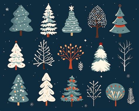 Premium Vector Hand Drawn Christmas Trees Set Of Winter Scandi Trees