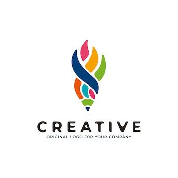 Premium Vector | Creative unique pencil art logo design template.