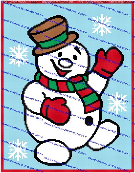 Snowman With Snow Flakes Crochet Graph Etsy