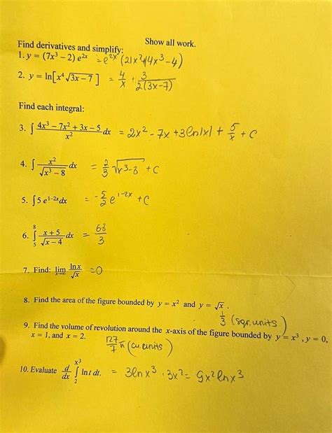 Solved Show All Work Find Derivatives And Simplify 1