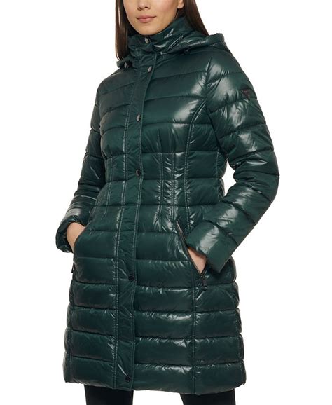 Guess Womens High Shine Hooded Puffer Coat And Reviews Coats And Jackets Women Macys