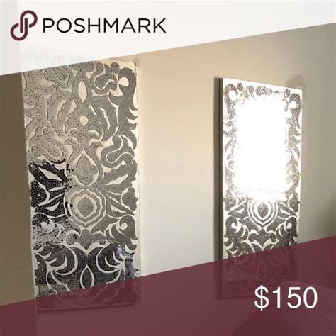 Pier 1 Silver Mirrored Mosaic Damask Wall Panels Damask Wall