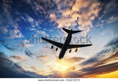 Airplane Sunset Sky Stock Photo (Edit Now) 516272371