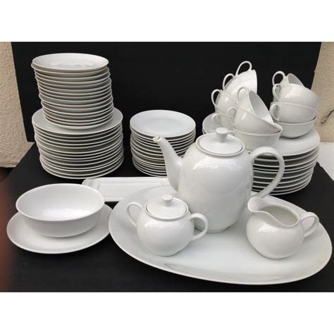 Mid Century Arzberg German White Porcelain Dinnerware Set Of 72